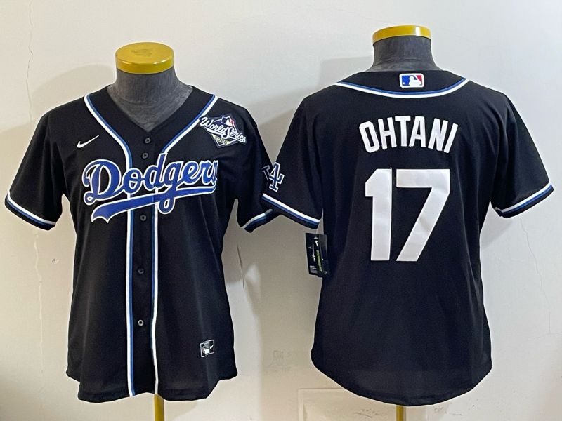Women Nike 2026 Los Angeles Dodgers #17 Ohtani Black Game MLB Jersey 03->women mlb jersey->Women Jersey